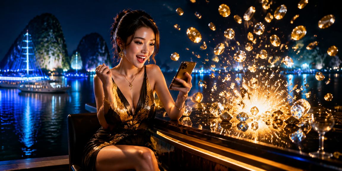 Người dùng chơi casino trên điện thoại tại vịnh Hạ Long