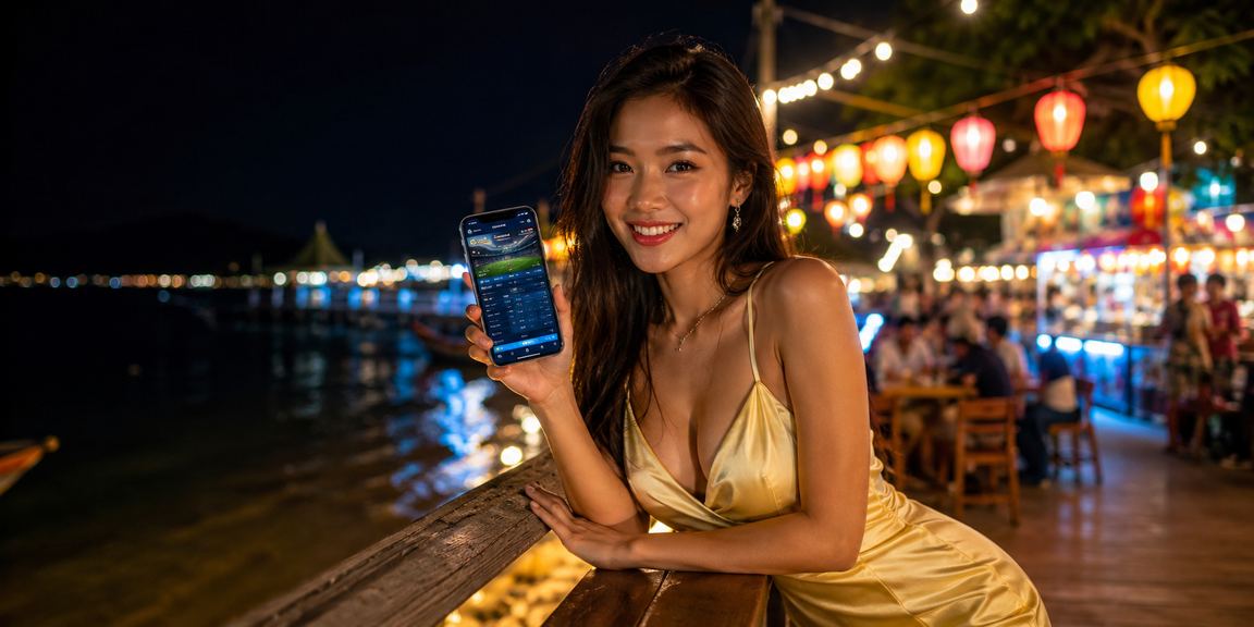 Du khách tại Phú Quốc theo dõi kết quả cá cược casino qua điện thoại vào ban đêm
